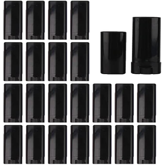 COSIDEA 25 PCS PLASTIC EMPTY 15G BLACK OVAL SHAPE LIP BALM TUBE DEODORANT CONTAINERS 0.5OZ LIPSTICK TUBE SMALL WAX PACKING CONTAINER - Image 2